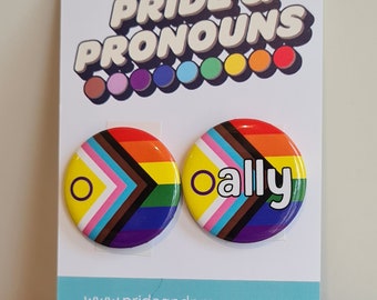 Pride badge and Ally badge set. Gay pride pin. Pride ally. Small pin badges 25mm/1inch