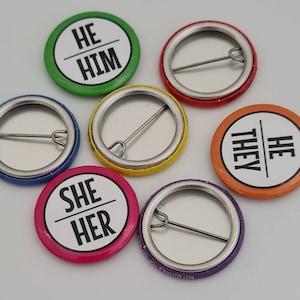 Bulk pack of pronoun pins 1 inch/25mm your choice of pronouns imagem 4