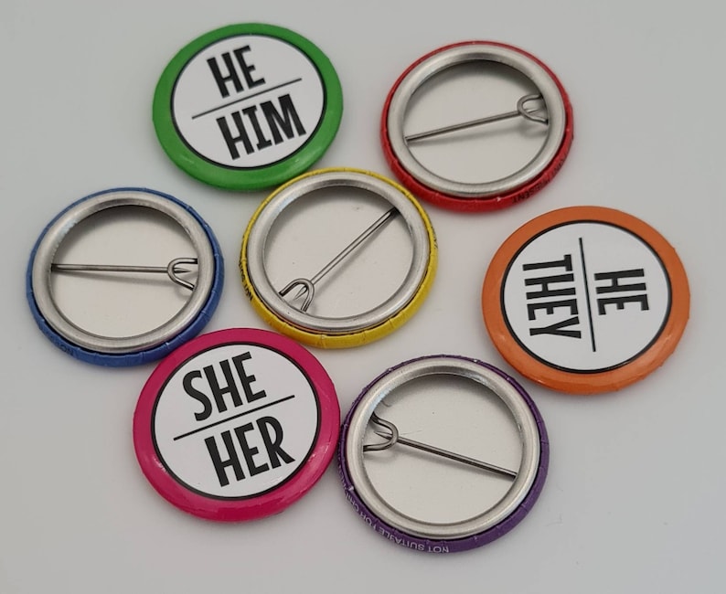 Bulk pack of pronoun pins 1 inch/25mm your choice of pronouns imagem 4