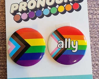 Pride badge and Ally badge set. Gay pride pin. Pride ally. Small pin badges 25mm/1inch