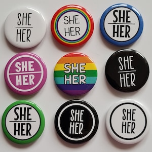 Bulk pack of pronoun pins 1 inch/25mm mixed designs image 7