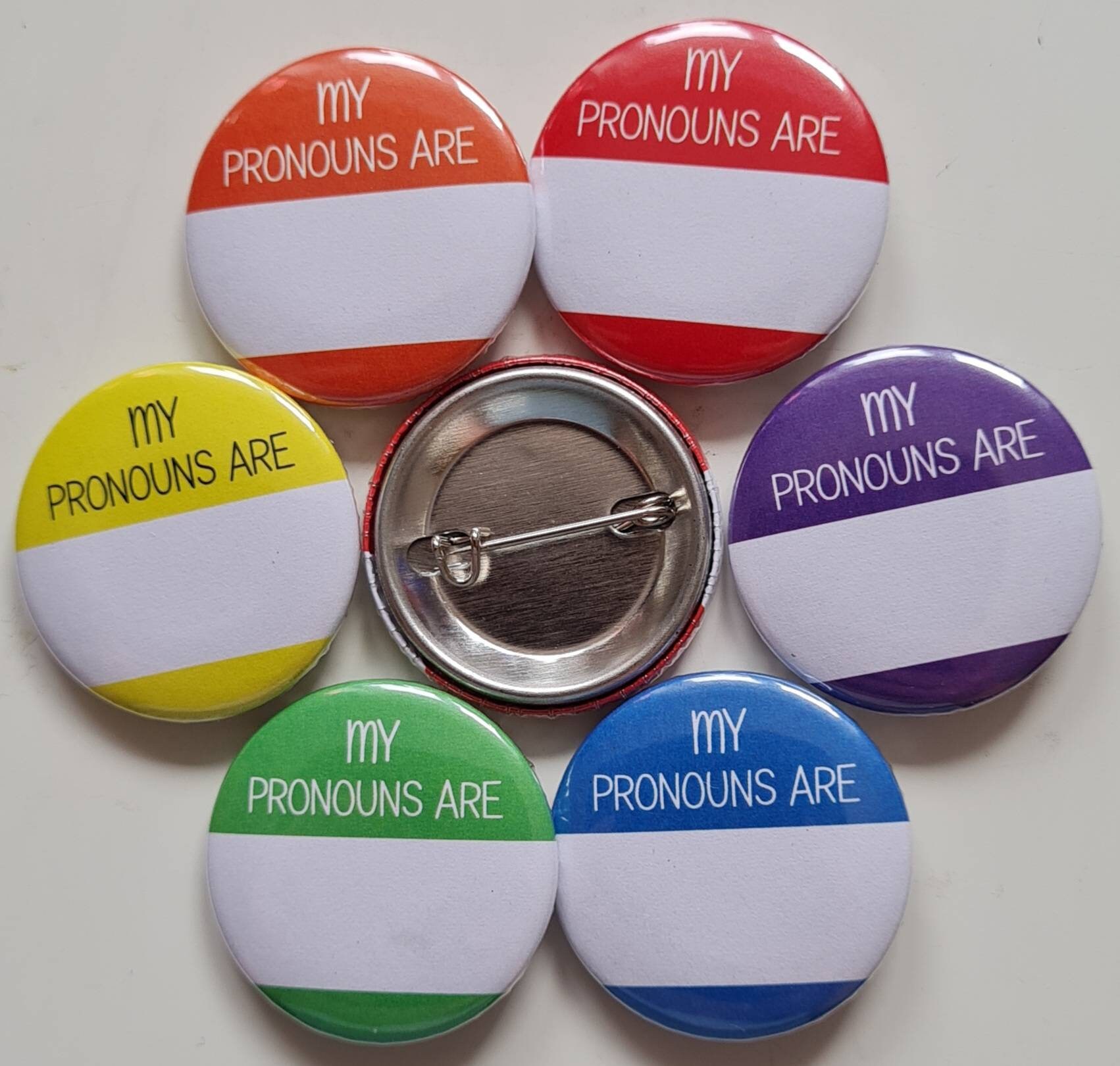 Bulk Pack Blank Pronoun Pins. 1.25 Inches 32mm Diameter. Etsy UK