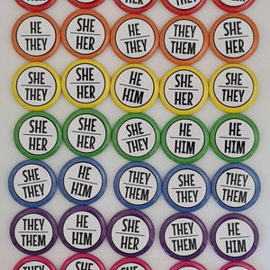 Bulk pack of pronoun pins 1 inch/25mm your choice of pronouns imagem 5