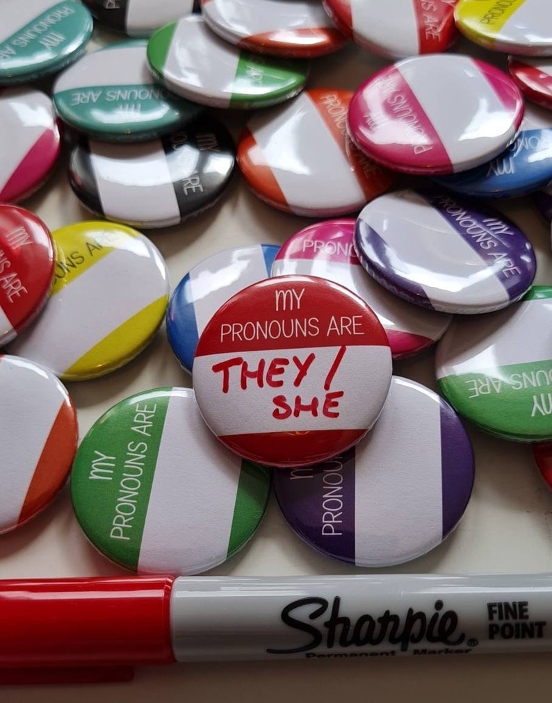 Bulk Pack Blank Pronoun Pins. 1.25 Inches 32mm Diameter. Etsy