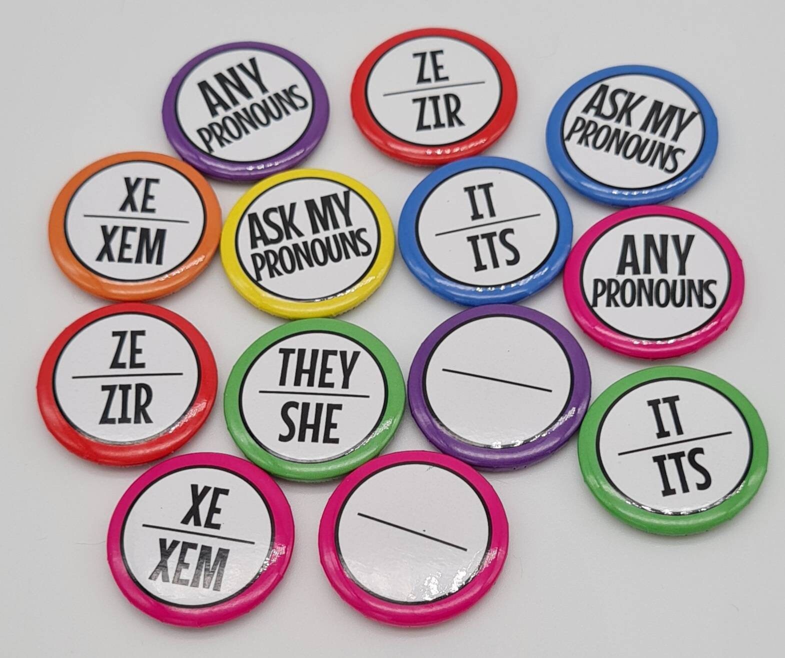Bulk Pack of Pronoun Pins 1 Inch/25mm Your Choice of Etsy