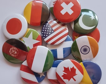 Bulk pack of flag pin badges. 32mm/1.25 inch in diameter. Your choice of flags. Diversity pin badges.
