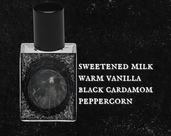 BLACK MOON MILK // Sweetened Condensed Milk, Warm Vanilla, Black Cardamom, Black Peppercorn, Musk, Woods // Gothic Witchy Perfume Oil