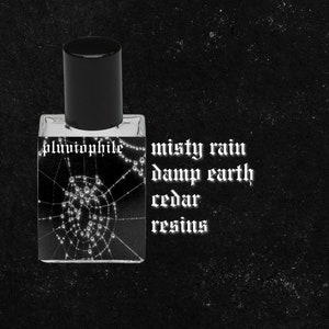 PLUVIOPHILE // Rain, Ozone, Mist, Dirt, Cedar, Patchouli, Twigs, Rose, Thyme, Vetiver, Resins // Gothic Witchy Perfume Oil