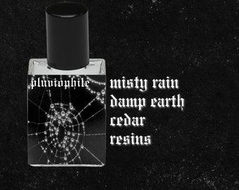 PLUVIOPHILE // Rain, Ozone, Mist, Dirt, Cedar, Patchouli, Twigs, Rose, Thyme, Vetiver, Resins // Gothic Witchy Perfume Oil