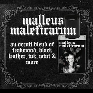 MALLEUS MALEFICARUM // Dark Teakwood, Black Leather, Cedarwood, Ink, Parchment, Mint, Rum, Musk, Patchouli // Gothic Victorian Perfume Oil