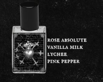 HELL'S HEAVEN // Rose Absolute, Pink Pepper, Lychee, Pear, Salted Grapefruit, Vetiver, Incense Woods, Vanilla, Musk // Gothic Witchy Indie
