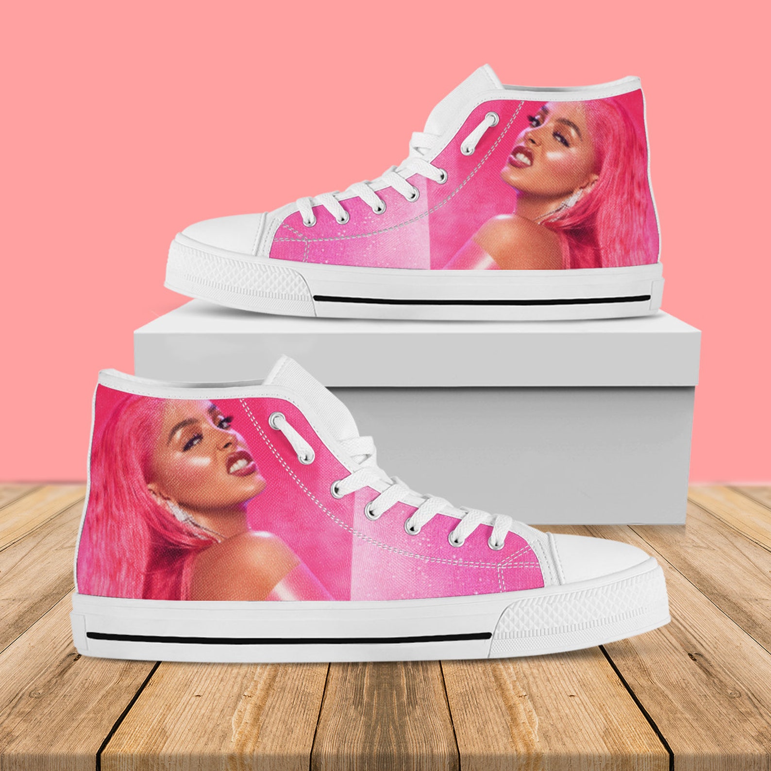 Doja Cat Custom Hi Tops Singer Printed Shoes Hot Pink | Etsy