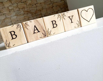 Cubes en bois personnalisés pour bébé, cube prénom de bébé cadeau de naissance original