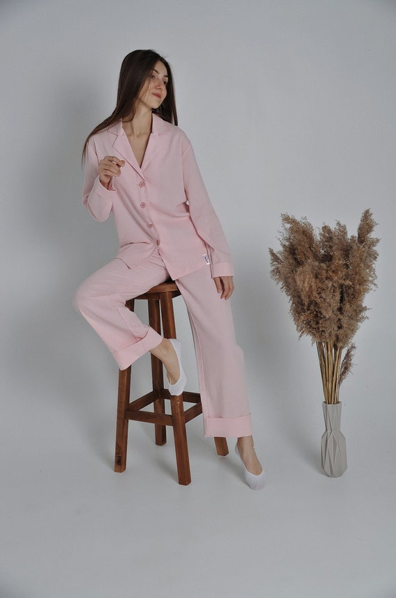 Linen Pajama Set Linen Sleepwear Pink Linen Pajama Linen Etsy