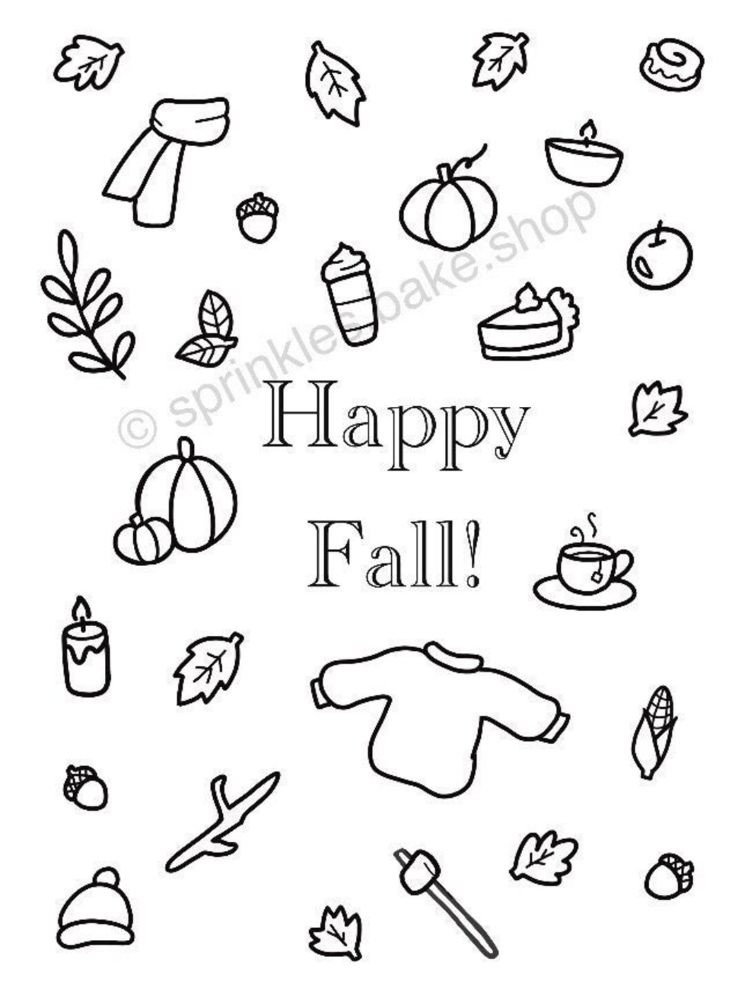 Printable Coloring Page for Kids or Adults, Fall Coloring Print Out