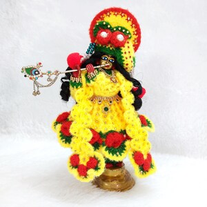 Stehendes Krishna-Kleid - Lord Krishna Poshak Outfit, Krishna-Kleidung, Krishna-Idol, Krishna-Outfit, Krishna-Kleidung, Krishna Dhoti und Mukut