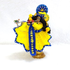 Handgefertigtes Krishna Dress Set, Traditionelles Krishna Poshak Outfit mit Dhoti und Mukut, Krishna Poshak, Krishna Kostüme, Krishna Kleidung