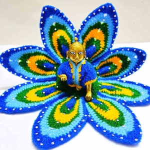 Peacock Feather Themed Laddu Gopal Winter Dress, Bal Gopal, Kanha Ji Woolen Poshak, Thakur Ji Winter Dress, Krishna Winter Outfit
