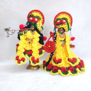 Divine Radha Krishna Woolen Dress, Krishna Winter Dress, Radha Krishna Costume, Radha Krishna Diety Clothing, Jugal Jodi Dress, Deities