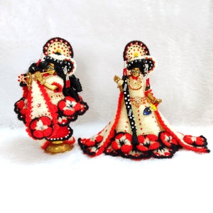 Radha Krishna Designer Flower Woolen Dress, Jugal Jodi Winter Dress, Krishna Poshak , Radha Rani Dress, Radhe krishna Poshak