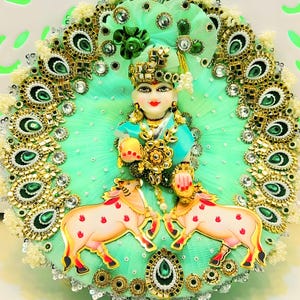 Janmashtami Laddu Gopal Gau Mata Poshak, Sacred Cow & Krishna Theme Dress, Kanhaji Dress, Thakur ji Dress, Radha Krishna Dress, Ladoo Gopal