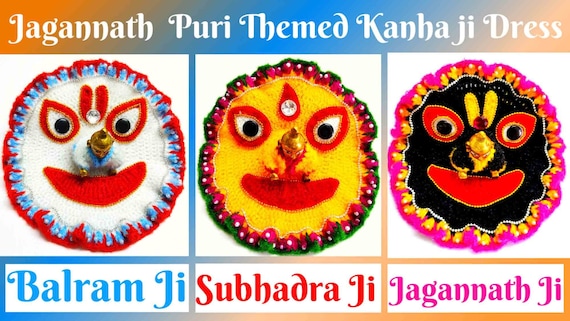 Jagannath subhadra balram Themed Designer Laddu Gopal Dress Kanha Ji Dress Laddu Gopal Dress in Sizes 0 7 Laddu Gopal Poshak Etsy Denmark