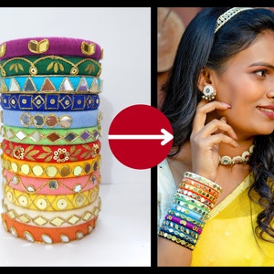 Customize Indian bangles set, Indian bangles, Wedding jewelry, Mirror bangles, colorful bangles, can be customized in any color