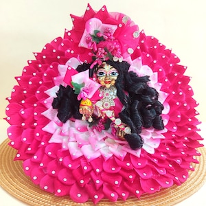 Handcrafted Rose Petal Dress for Laddu Gopal - Elegant Dress with Matching Mukut & Shringar Set, Krishna Janmashtami Dress, Bal Gopal Poshak