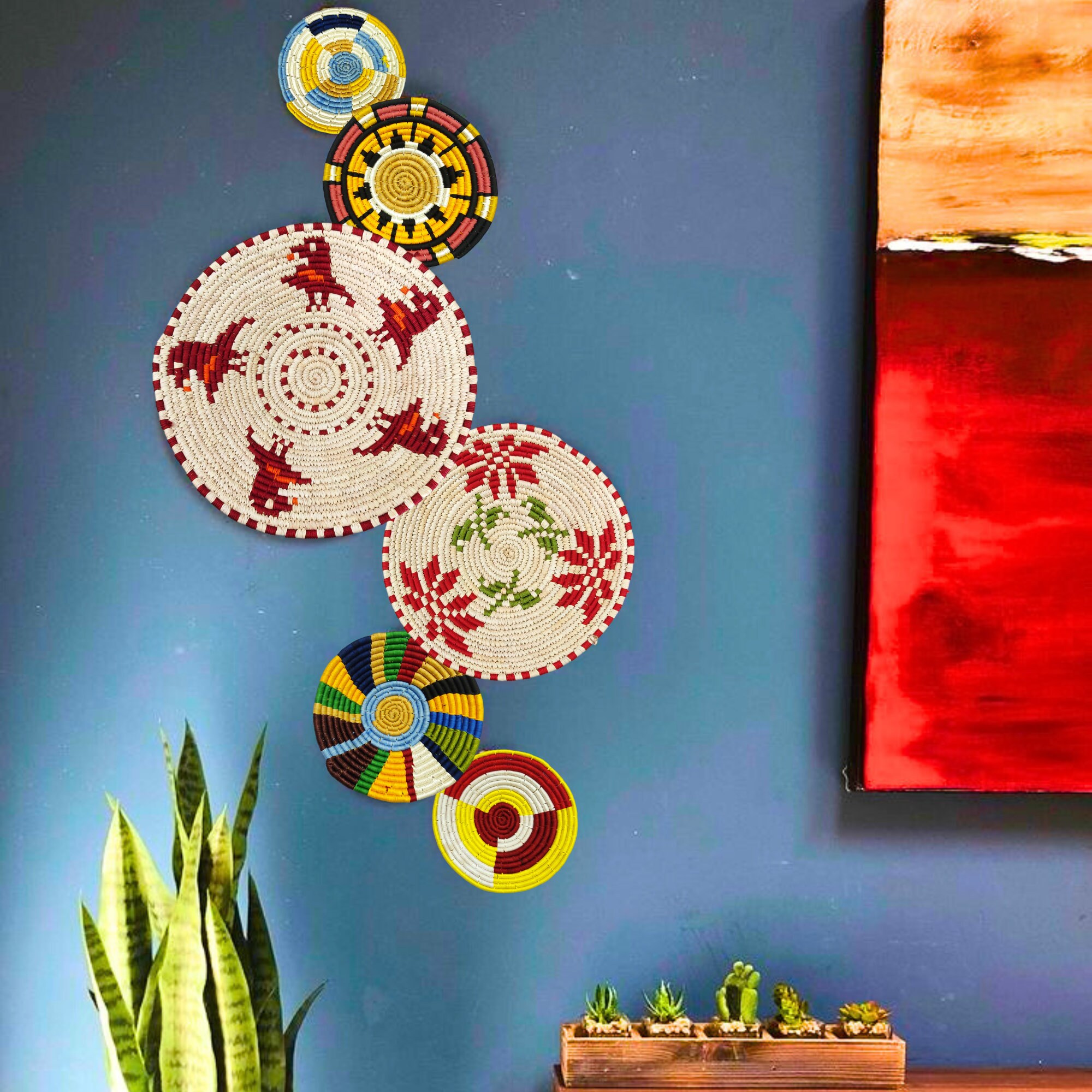 Dahbia Berber Wall Basket Handwoven Decor For Boho Homes Authentic Artisan Craft