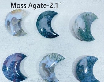 Moss Agate Moon , Tree Agate Moon , Druzy Moon Crystal Craving , Crystal Gift , Home Decoration , Crystal Heal , Druzy Agate Moon