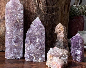 Raw Amethyst Crystal Cluster Tower , Bulk Crystals , Amethyst Quartz Raw Crystals , Amethyst Cluster Point , Crystal Gift , Home Decor
