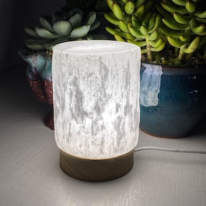 Selenite Cylinder Crystal Night Lamp , Selenite Lamp , Natural Gemstone Home Decor , Crystal Display , Selenite Crystal , Home Decor