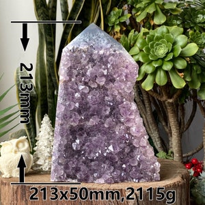 Raw Amethyst Crystal Cluster Tower , Bulk Crystals , Amethyst Quartz Raw Crystals , Amethyst Cluster Point , Crystal Gift , Home Decor