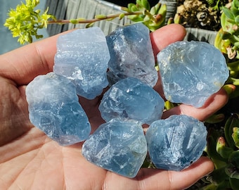 Raw Celestite Cluster for Jewelry Making Natural Blue Crystal Stone, Bracelets Bulk Healing for Positive Energy,Perfect for Meditation