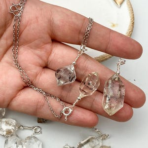 Natural Herkimer Diamond Necklace , Double Terminated Quartz