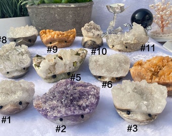 140g 彫刻されたハリネズミの水晶クラスター - Etsy 日本