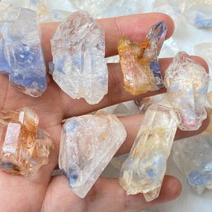 Dumortierite Cluster Crystal , Natural Clear Quartz Crystal Pendant , Dumortierite Blue Rutile Natural Rare Gemstone , Holistic Healing Gift