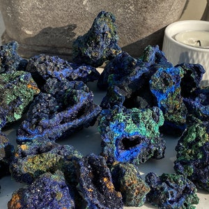 Azurite Crystal Cluster , Natural Azurite Specimen , Home Decoration , Crystal Tower , Handmade , Energy Crystal , Crystal Gift