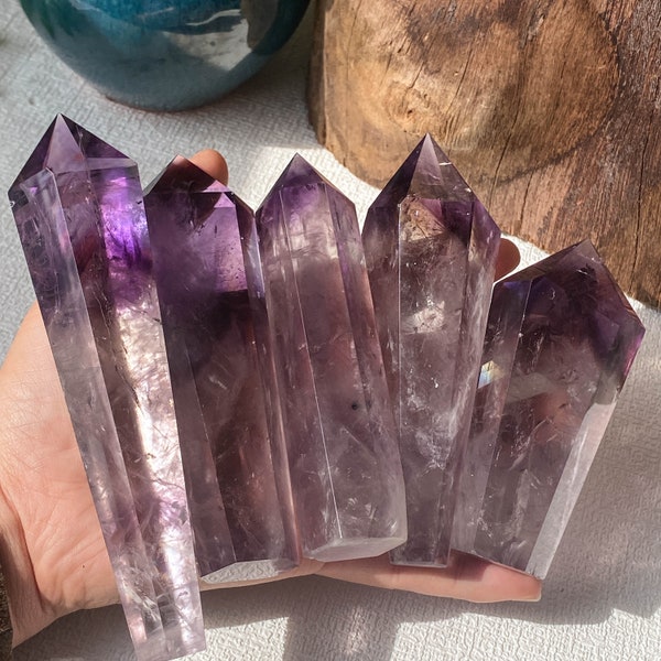 Natural Amethyst Wand , Natural Amethyst Point Tower Crystal Point , Crystal Collection , Stunning Spiritual Decor , Special Gift