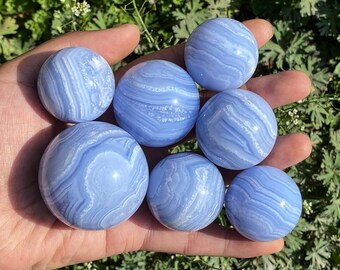 Blue Lace Agate Sphere: Healing Crystal Marble, Ideal for Meditation & Decor, Soothing Stone Orb