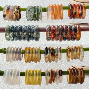 Different Types of Agate Ring, Moss Agate Band Ring, Water Plant Gemstone Ring, Various Sizes , Crystal Ring For Men and Women
