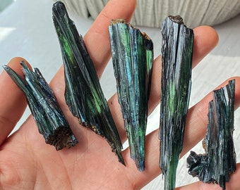 Rare Natural Vivianite Specimen - Small Shards  Large Blade, Green Mineral Collection, Ideal for Collectors & Home Decor