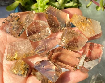 Rutilquarz Freeform, Titan Rutilquarz Kristallanhänger, Rutileinschlüsse, Taschenstein