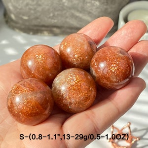 Natural Flashy Sunstone Sphere , Polished Gemstone Ball , Crystal Healing Orb, Solar Plexus Chakra Stone , Sparkling Home & Altar Decor