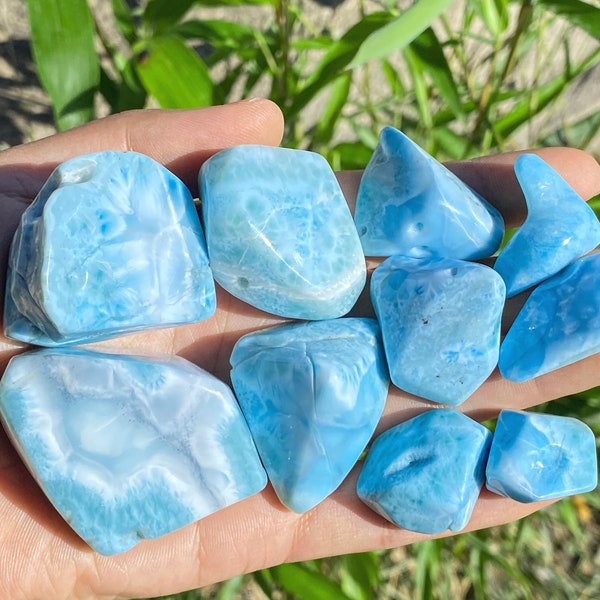 RARE Larimar Specimen Freeform , Blue Larimar Freeform Cabochons , Crystal Collection , Spiritual Decor , Special Gift