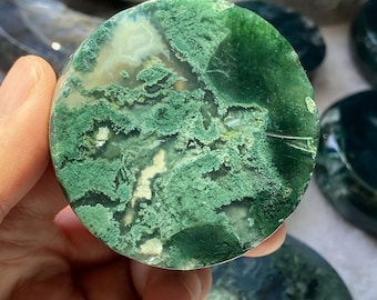 Moss Agate Palm Stone , Polished Natural Moss Agate , Pocket Palm Stone , Gift For Her , Healing Crystals , Druzy Moss Agate Palm Stone