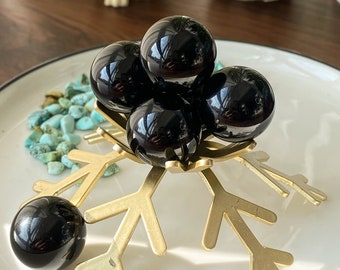 Mini Black Obsidian Sphere Orb , Crystal Sphere , Birthday Gift , Home Decor , Crystal Energy , Anniversary Gift , Special Gift