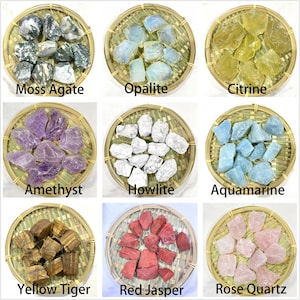 Mixed Crystal Raw stones , Moss Agate , Opalite , Citrine , Amethyst , Howlite , Aquamarine  , Genuine Raw Stones , Natural Materials