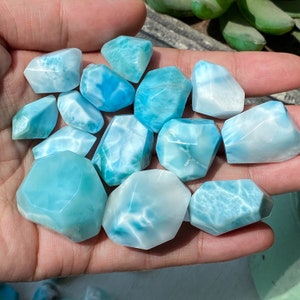 RARE Larimar Specimen Freeform , Blue Larimar Freeform Cabochons , Crystal Collection , Spiritual Decor , Special Gift