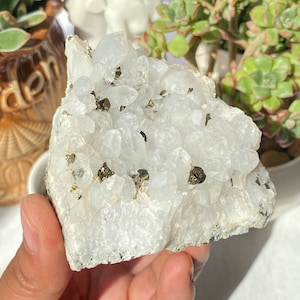 Crystal Chalcopyrite , Natural Crystal Chalcopyrite Symbiosis Specimen , Raw Crystal , Large Quartz Crystal Cluster , Birthday Gift